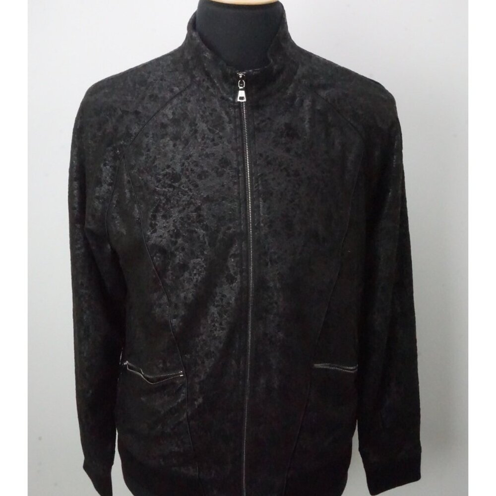 John Varvatos Black Front Zip Bomber Coat Jacket Sz M Brand New 